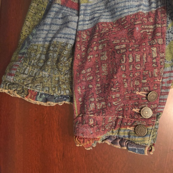 Colorful Denim Jacket with Ruffled Edges - Picture 6 of 7